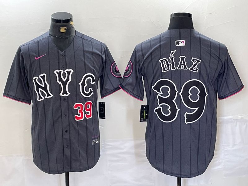 Men New York Mets 39 Diaz Black City Edition 2024 Nike MLB Jersey style 1